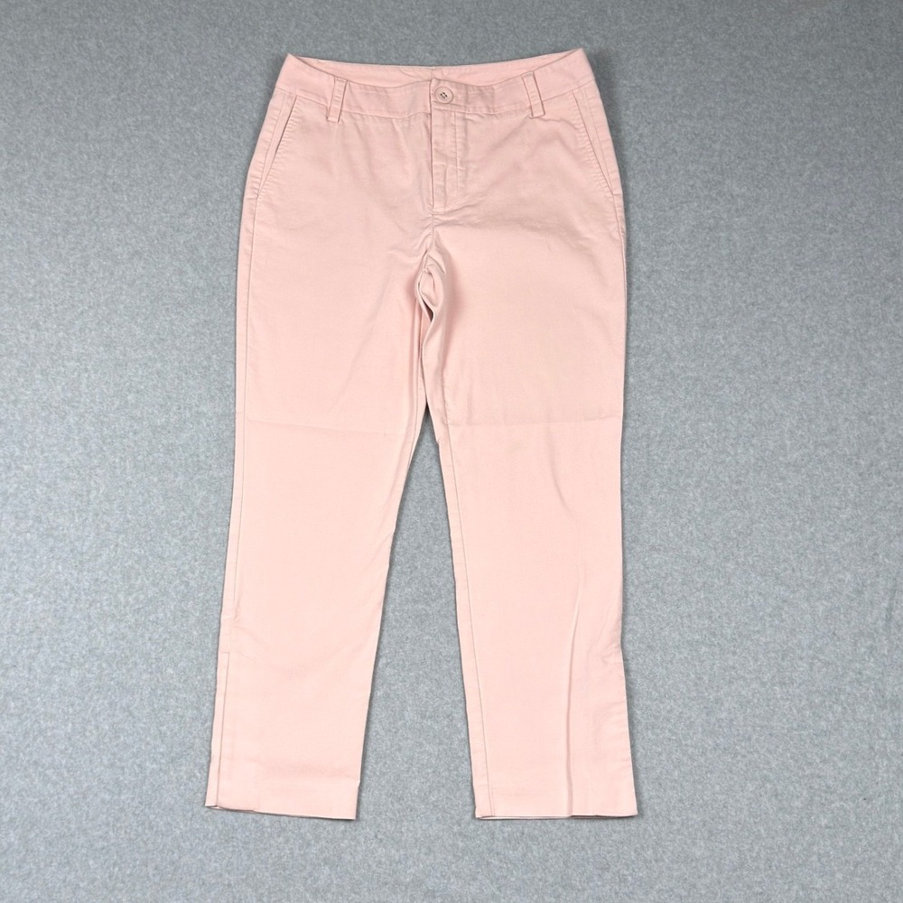 Cabi Cropped Skinny Pants Pink Slit Hem Size 8 Ankle Preppy Balletcore